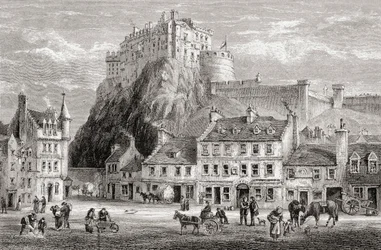 Castle and Grassmarket, Edinburgh, Skotland, fra "Scottish Pictures Drawn with Pen and Pencil", af Samuel G. Green, udgivet i 1886